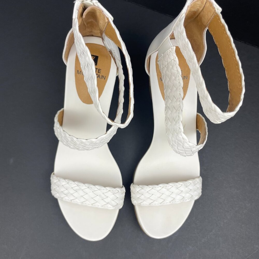 White Mountain SUNDOWN Gladiator White Braided Stacked Heel Sandals Size 6 M - Picture 4 of 12